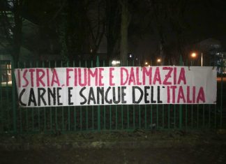 “Istria, Fiume e Dalmazia: carne e sangue dell’Italia”: striscione al polo scolastico per non dimenticare le vittime di Tito